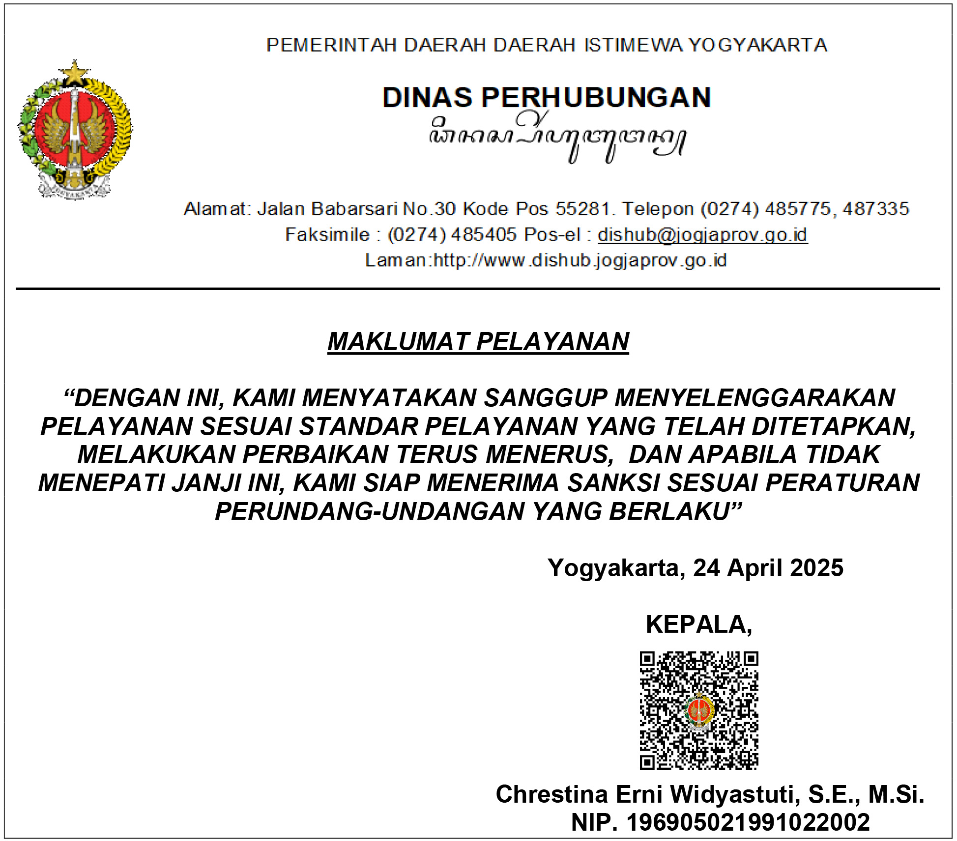 Maklumat Pelayanan